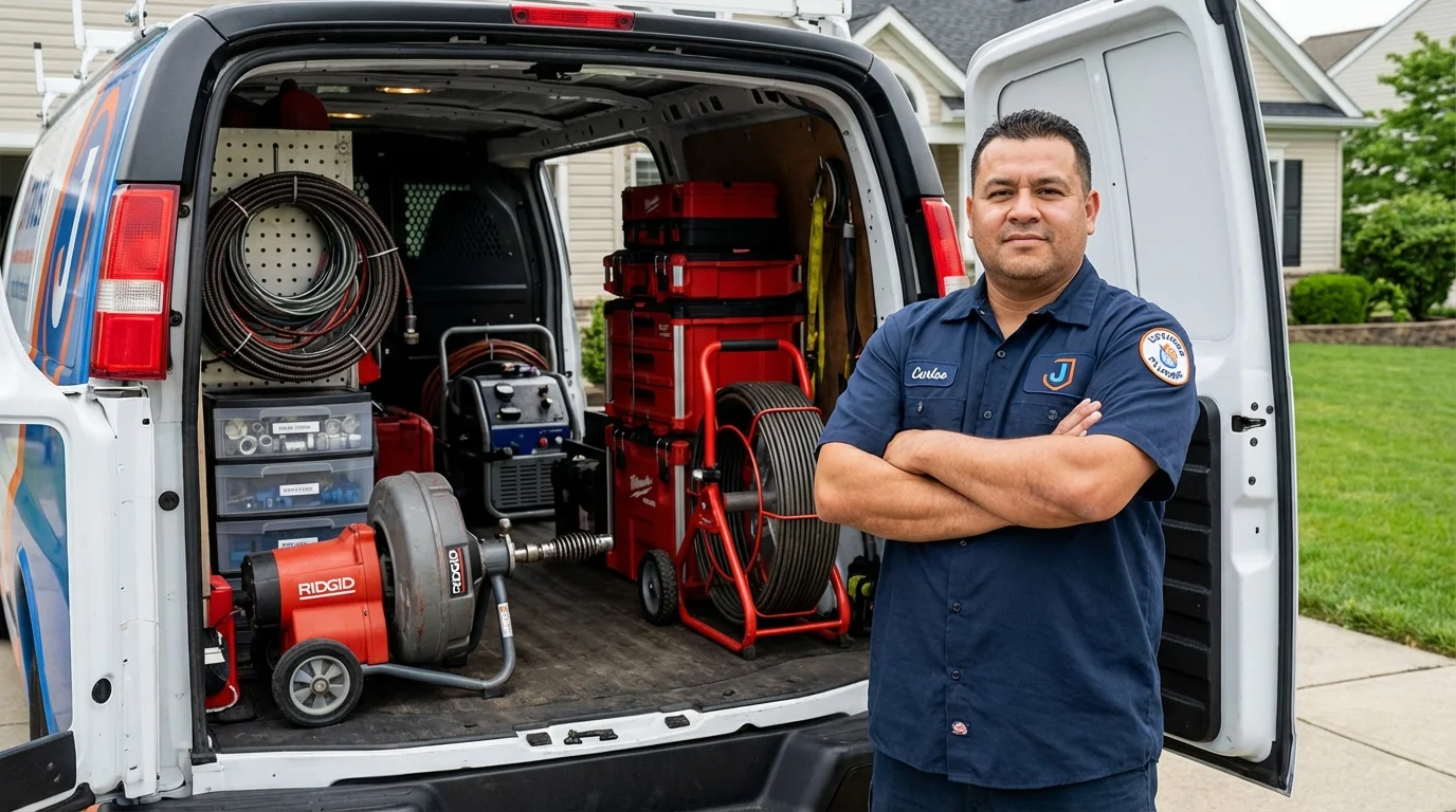 Professional drain cleaning equipment and Johns Plumbing LLC plumber in Ione