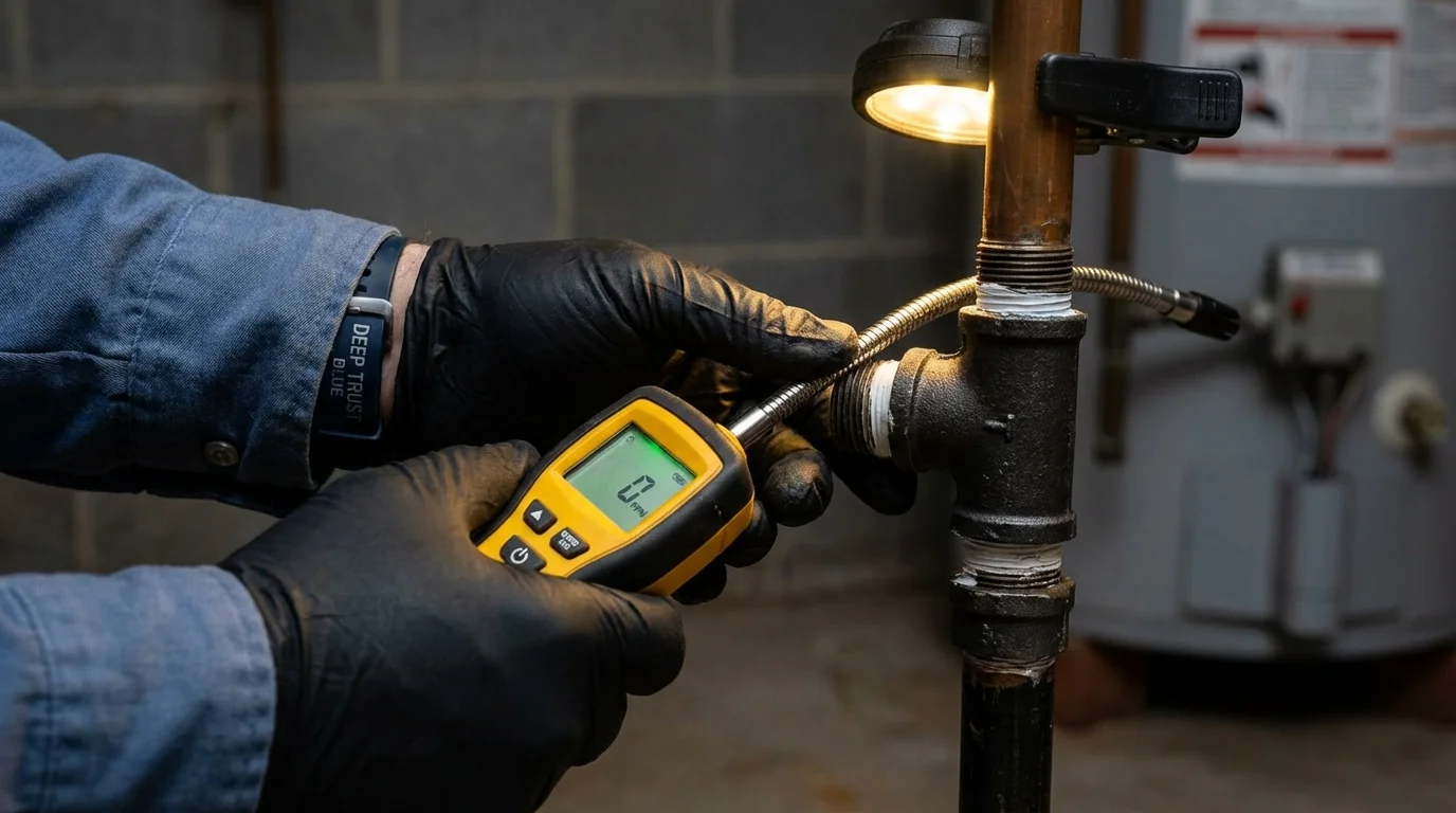 Gas leak detection with electronic sniffer by Johns Plumbing LLC in Ione